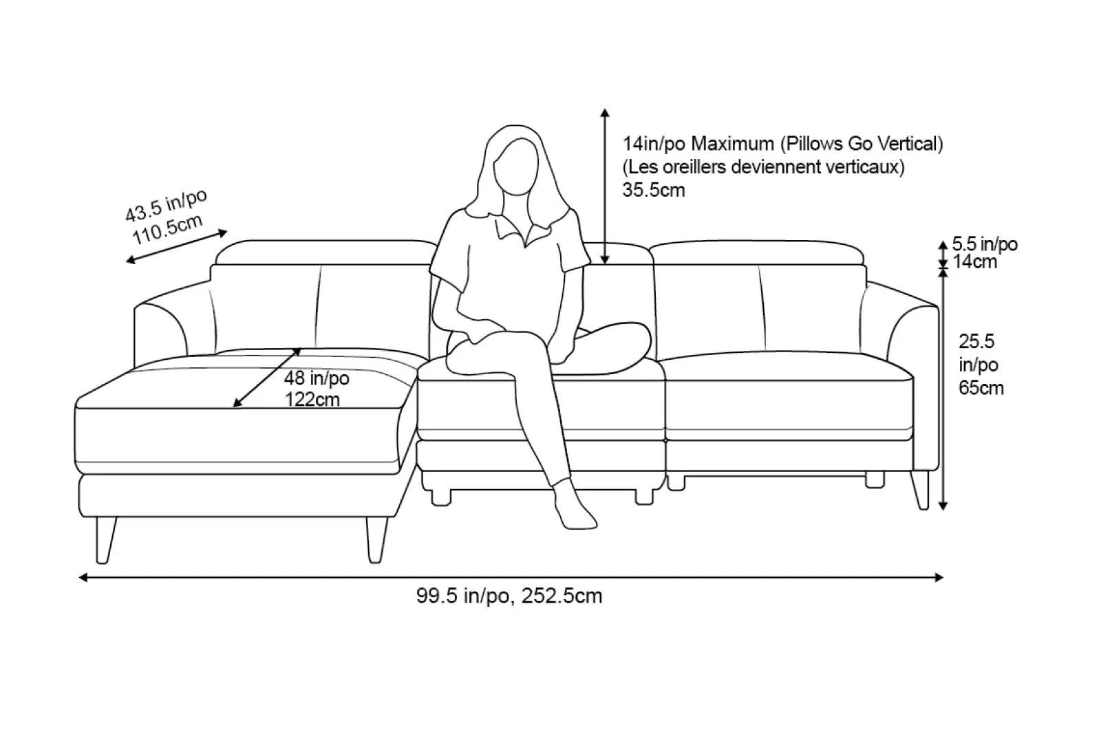 Valencia Andria Modern Left Hand Facing Top Grain Leather Reclining Sectional Sofa, Black Color