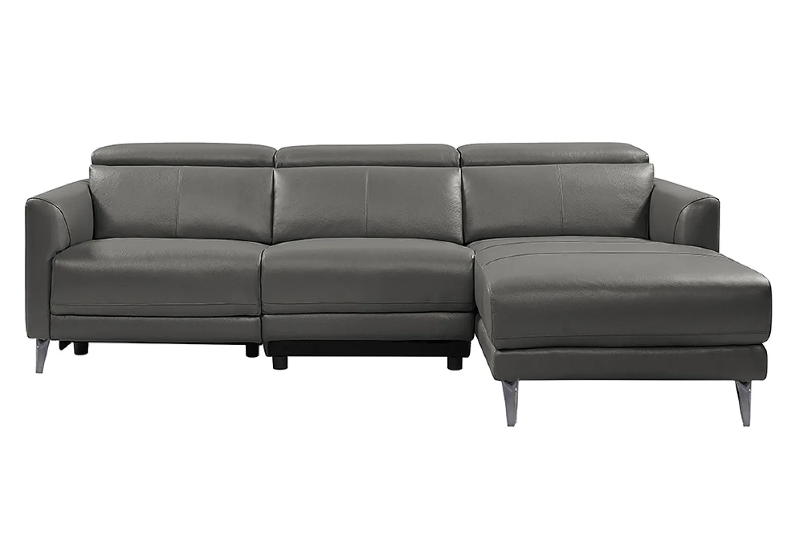 Valencia Andria Modern Right Hand Facing Top Grain Leather Reclining Sectional Sofa, Grey Color