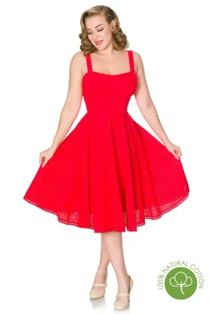 Valerie Red Anglaise Swing Dress