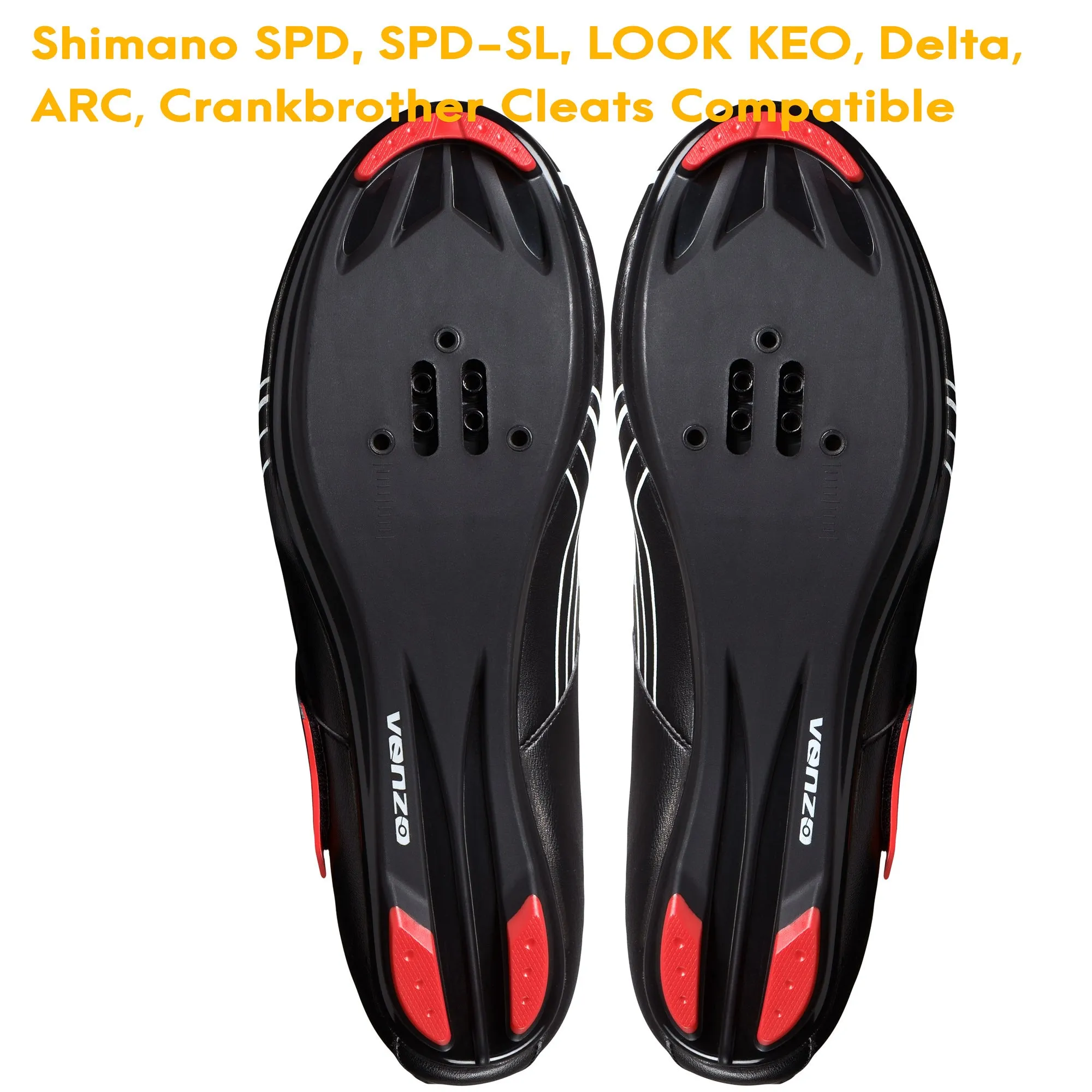 Venzo Bike Bicycle Road Cycling Triathlon Shoes with Clipless Pedals and Cleats - Look ARC Delta Compatible - Size 50