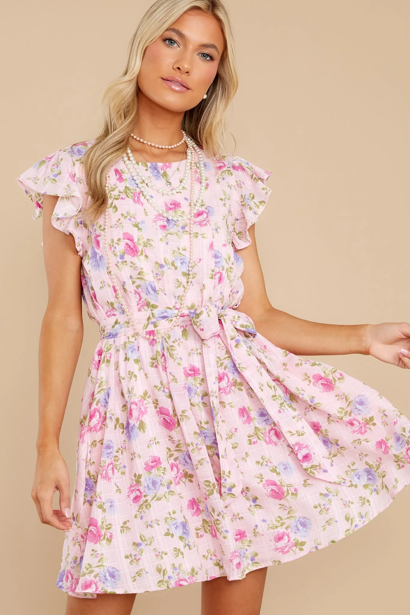 Wearing A Smile Pink Floral Print Cotton Dress