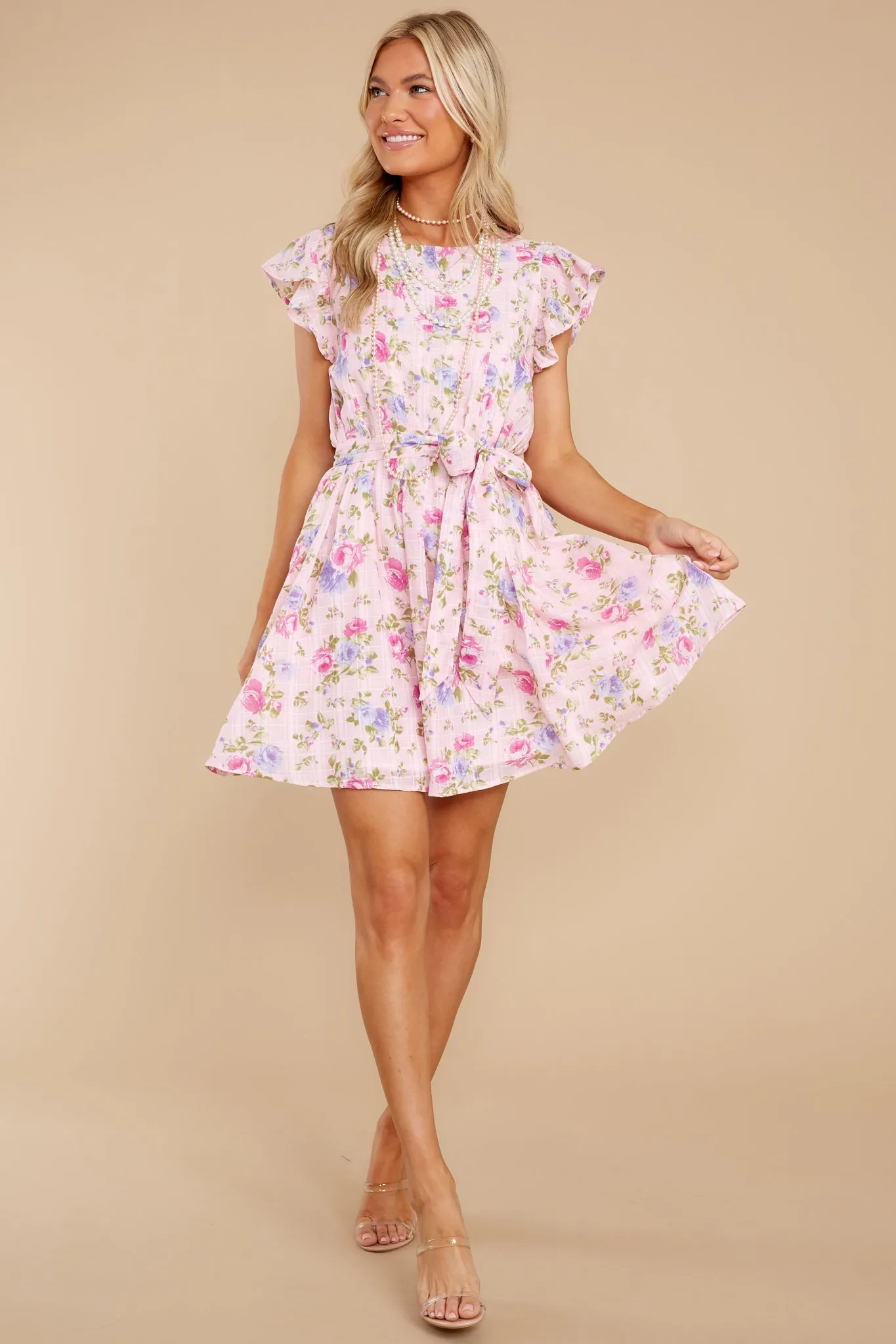 Wearing A Smile Pink Floral Print Cotton Dress