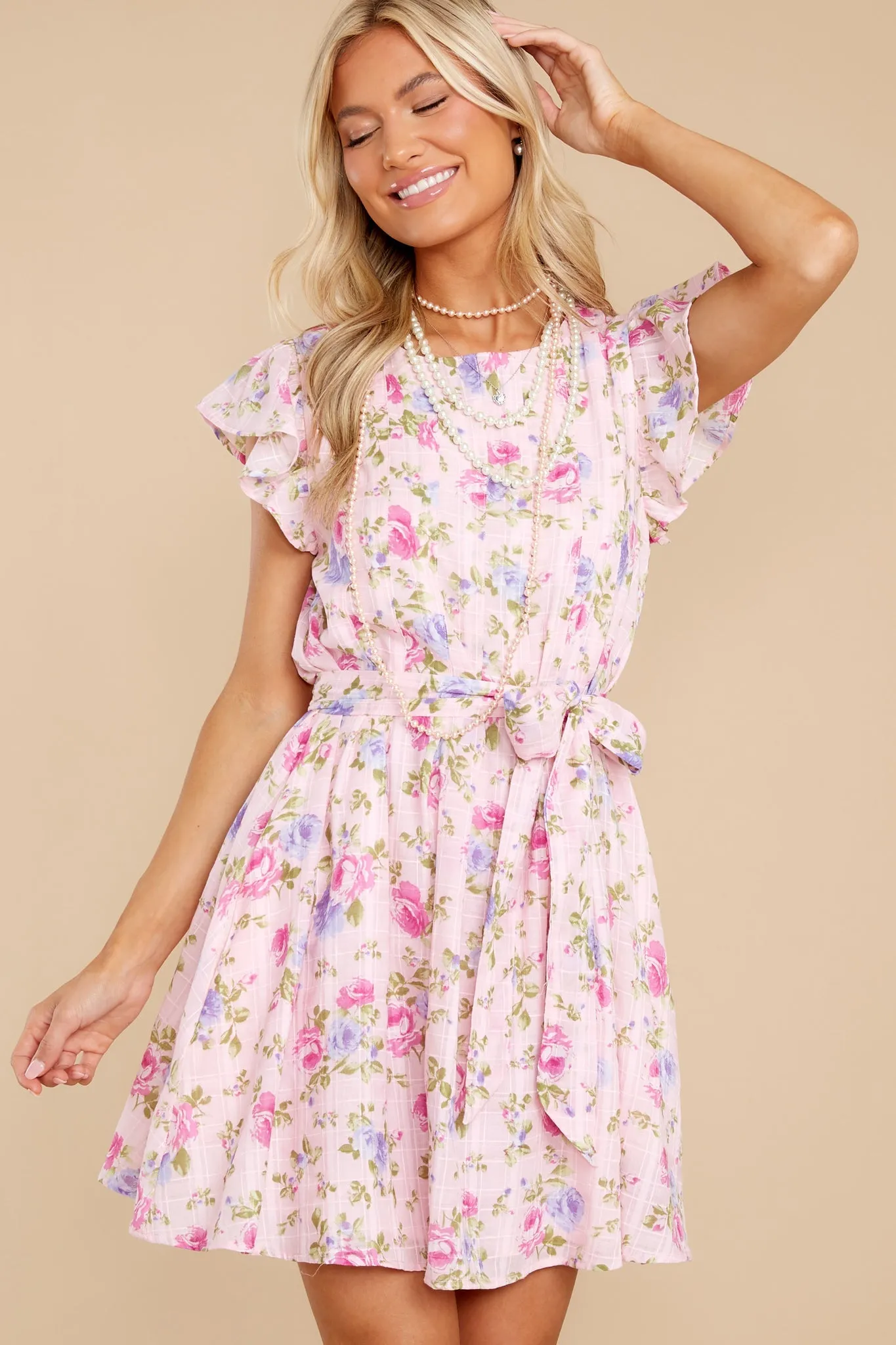 Wearing A Smile Pink Floral Print Cotton Dress