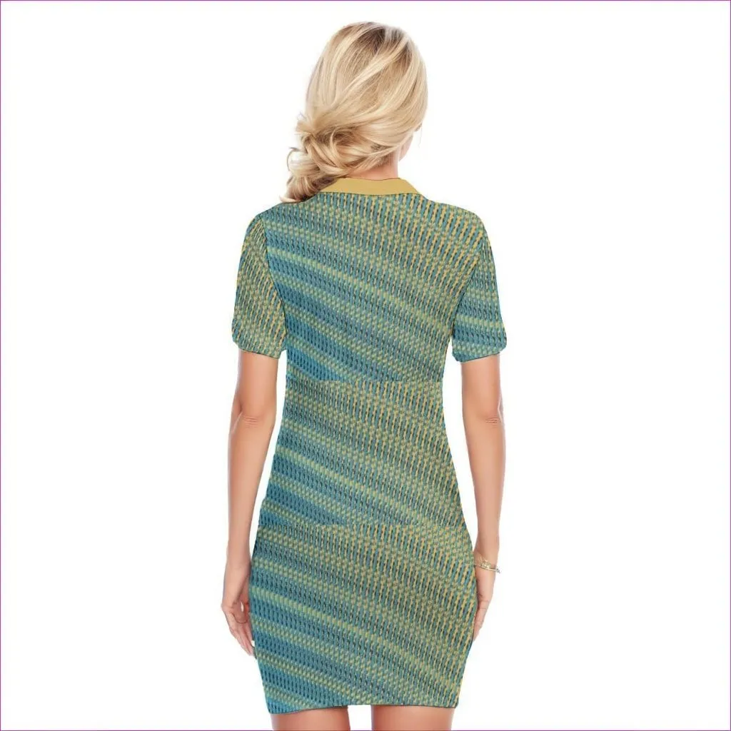 Weaved Women's Polo Collar Dress