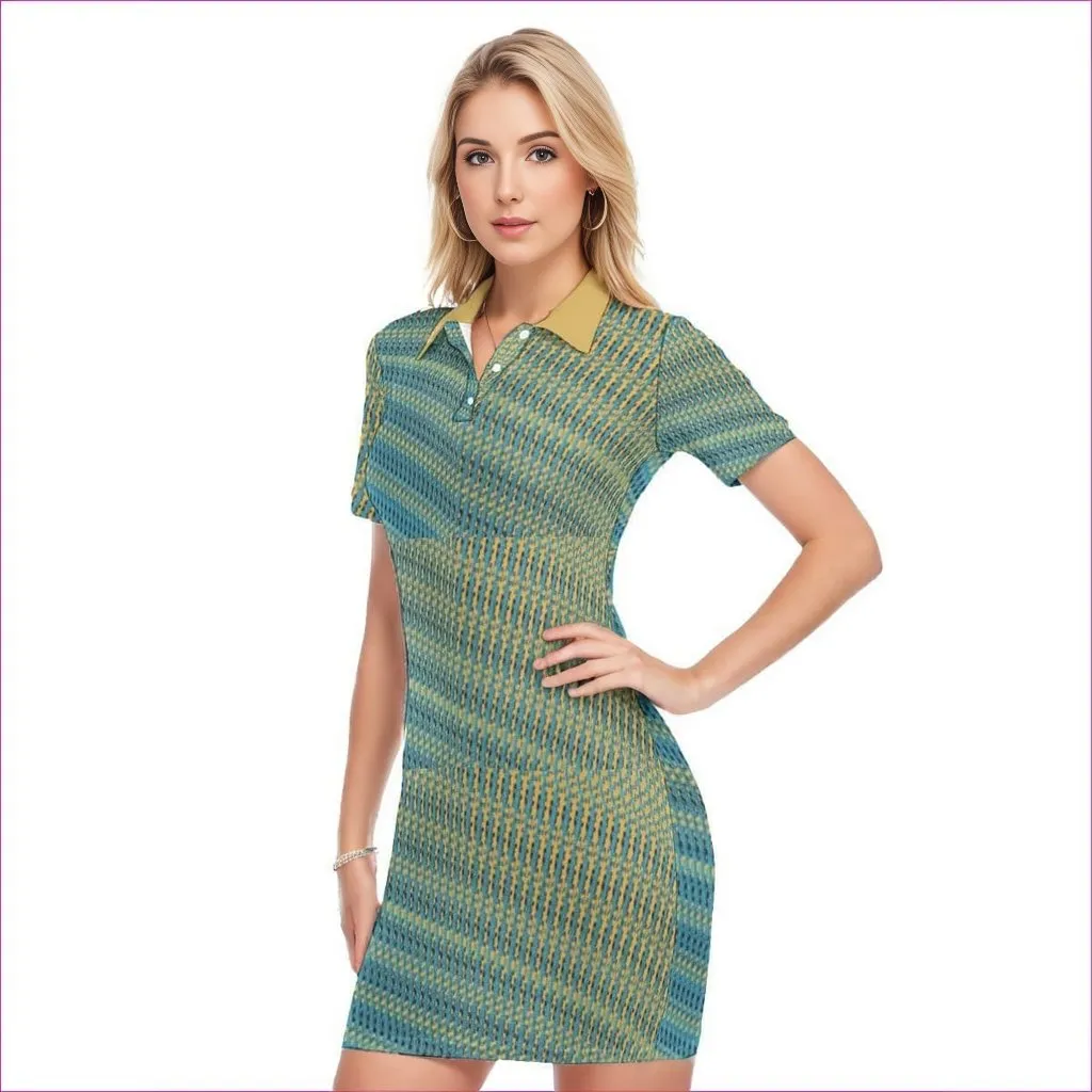 Weaved Women's Polo Collar Dress