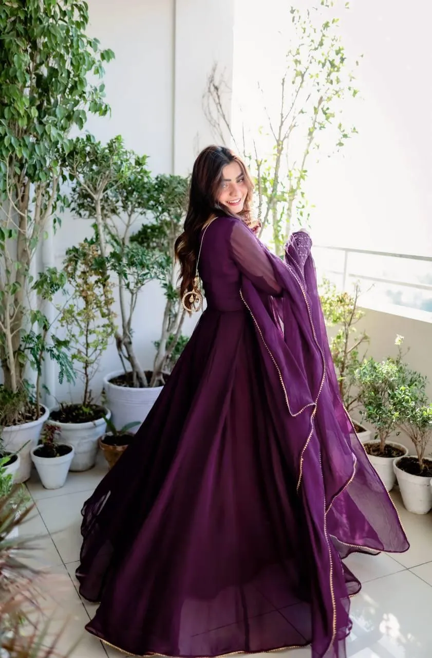 Wine Plain Elegant Gown