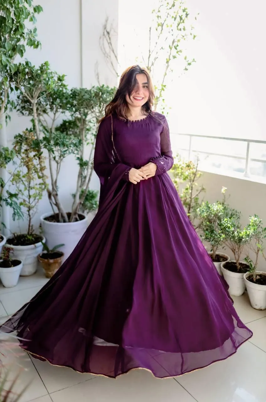 Wine Plain Elegant Gown