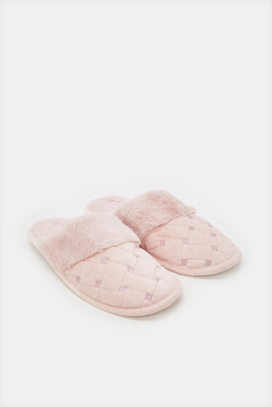 Women Pink Embroidery Trim Slipper