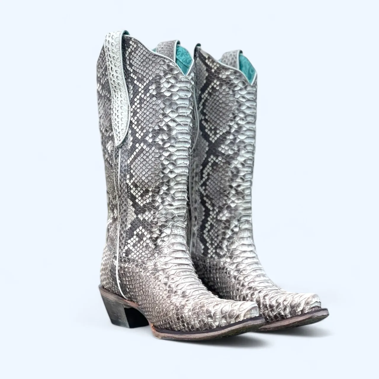 Women's Corral White Genuine Python Snip Toe Boot