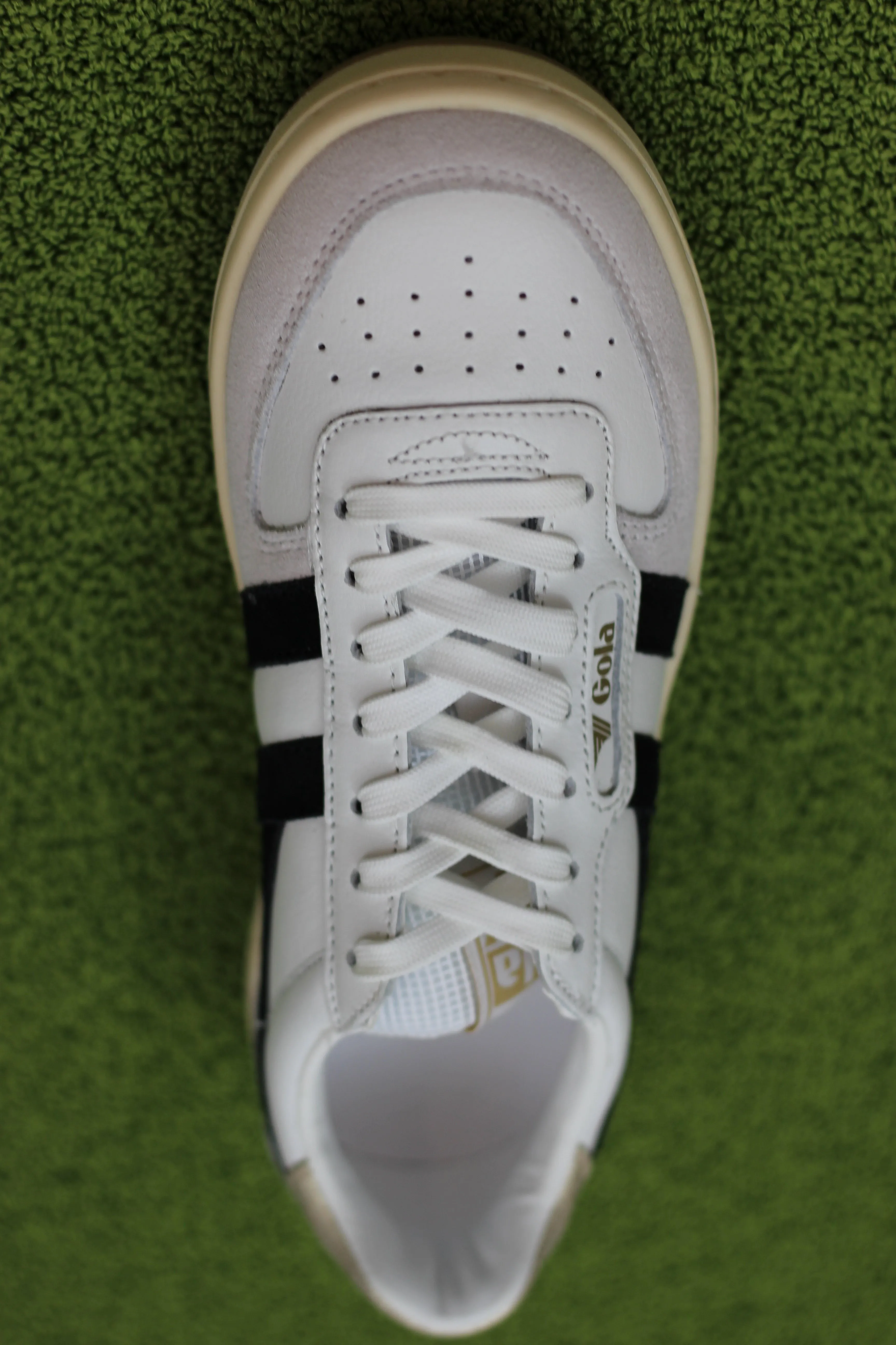 Women's Hawk Sneaker - White/Black/Gold Leather/Suede