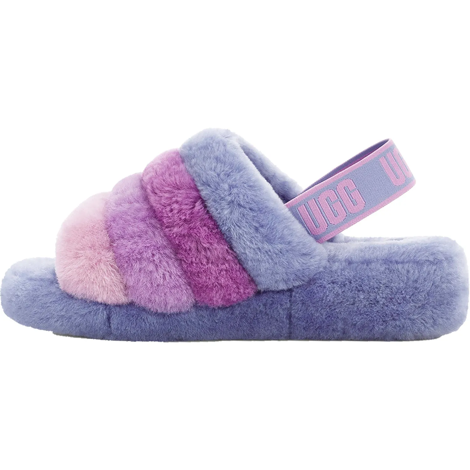 Women's UGG Fluff Yeah Slide Cornflower Multi Sheepskin