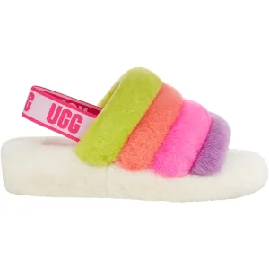 Women's UGG Fluff Yeah Slide White Multi Sheepskin