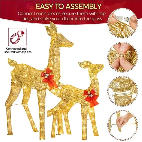 Yaheetech 3-Piece Lighted Christmas Reindeer Family