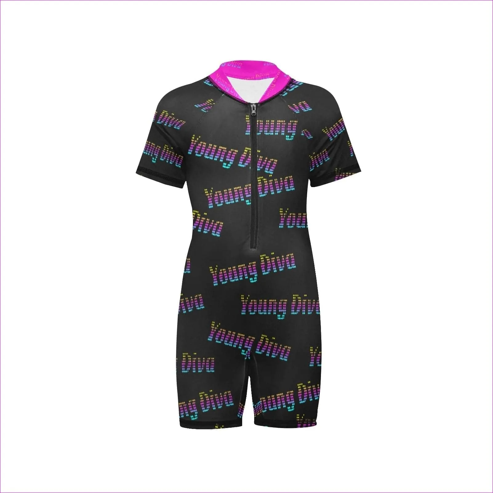 Young Diva Kids Short Sleeve One-Piece Swimsuit